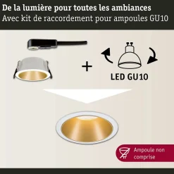 Spot encastré Cole rond 88mm GU10 max. 10W 230V gradable Blanc Doré mat