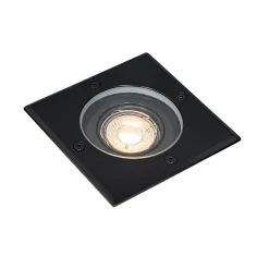 Spot encastré de sol extérieur noir carré orientable IP65 - Delux