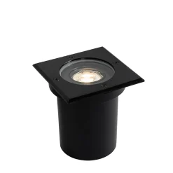Spot encastré de sol extérieur noir carré orientable IP65 - Delux