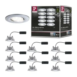 Spot encastré LED Calla Kit de base orientable IP65 rond 90mm 30 10x5,2W 10x460lm 230V gradable 4000K Chrome mat