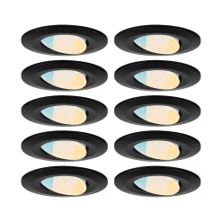 Spot encastré LED Calla Kit de 10 IP65 rond 90mm 30 10x5W 10x430lm 230V White Switch Noir mat