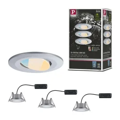 Spot encastré LED Calla Kit de 3 orientable IP65 rond 90mm 30 3x5W 3x400lm 230V White Switch Chrome mat