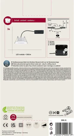 Spot encastré LED Calla Kit de base orientable IP65 rond 90mm 30 3x5,2W 3x460lm 230V gradable 4000K Blanc dépoli