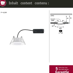Spot encastré LED Calla orientable IP65 rond 90mm 30 5,2W 460lm 230V gradable 4000K Blanc dépoli
