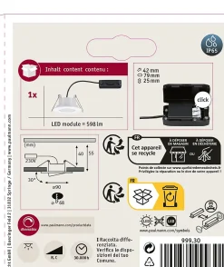 Spot encastré LED Calla orientable IP65 rond 90mm 30 5,2W 460lm 230V gradable 4000K Blanc dépoli