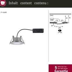 Spot encastré LED Calla orientable IP65 rond 90mm 30 5,2W 460lm 230V gradable 4000K Chrome mat