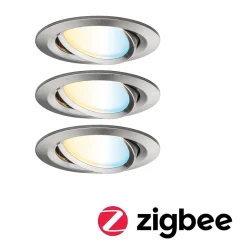 Spot encastré LED Nova Coin rond 84mm 50 Tunable White 3x6W 3x530lm 230V Acier brossé Aluminium