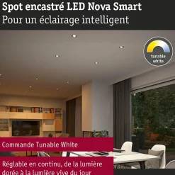 Spot encastré LED Nova Coin rond 84mm 50 Tunable White 3x6W 3x530lm 230V Acier brossé Aluminium