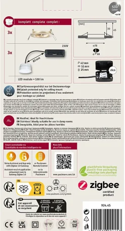 Spot encastré LED Nova Coin IP44 rond 78mm Tunable White 3x6W 3x530lm 230V Doré mat Aluminium