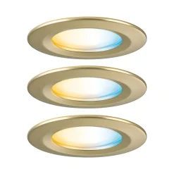 Spot encastré LED Nova Coin IP44 rond 78mm Tunable White 3x6W 3x530lm 230V Doré mat Aluminium