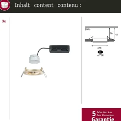 Spot encastré LED Nova Coin IP44 rond 78mm Tunable White 3x6W 3x530lm 230V Doré mat Aluminium