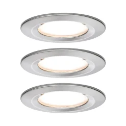 Spot encastré LED Nova Coin Kit de base fixe IP44 rond 78mm Coin 3x6W 3x470lm 230V 2700K Acier brossé