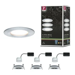 Spot encastré LED Nova Coin Kit de base fixe IP44 rond 78mm Coin 3x6W 3x470lm 230V 2700K Alu tourné