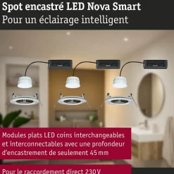 Spot encastré LED Nova Coin IP44 rond 78mm Tunable White 6W 530lm 230V Blanc dépoli Aluminium