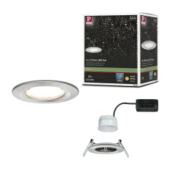Spot encastré LED Nova Coin Luminaire individuel fixe IP44 rond 78mm Coin 6W 470lm 230V 2700K Acier brossé