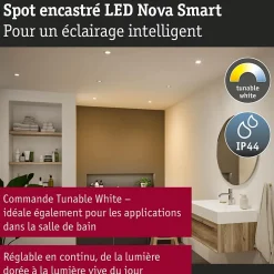 Spot encastré LED Nova Coin IP44 rond 78mm Tunable White 3x6W 3x530lm 230V Alu tourné Aluminium