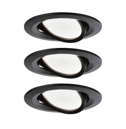 Spot encastré LED Nova Coin orientable rond 84mm 50 Coin 3x6W 3x470lm 230V gradable 2700K Noir mat