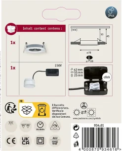 Spot encastré LED Nova Coin Luminaire individuel fixe IP44 rond 78mm Coin 6W 470lm 230V 2700K Alu tourné