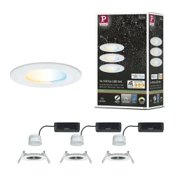 Spot encastré LED Nova Coin IP44 rond 78mm Tunable White 3x6W 3x530lm 230V Blanc dépoli Aluminium