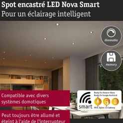Spot encastré LED Nova Coin IP44 rond 78mm Tunable White 3x6W 3x530lm 230V Blanc dépoli Aluminium