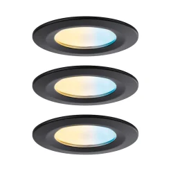 Spot encastré LED Nova Coin IP44 rond 78mm Tunable White 3x6W 3x530lm 230V Noir mat Aluminium