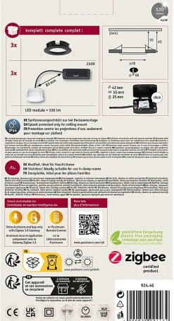 Spot encastré LED Nova Coin IP44 rond 78mm Tunable White 3x6W 3x530lm 230V Noir mat Aluminium