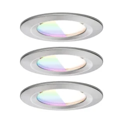 Spot encastré LED Nova Coin IP44 rond 78mm RGBW+ 3x6W 3x500lm 230V Acier brossé Aluminium