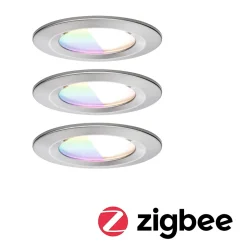 Spot encastré LED Nova Coin IP44 rond 78mm RGBW+ 3x6W 3x500lm 230V Acier brossé Aluminium