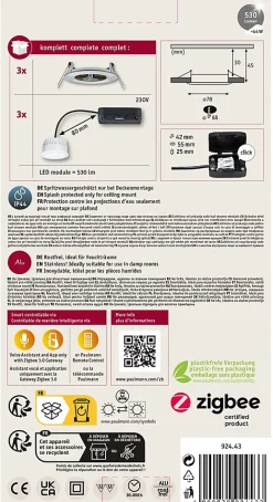 Spot encastré LED Nova Coin IP44 rond 78mm Tunable White 3x6W 3x530lm 230V Acier brossé Aluminium