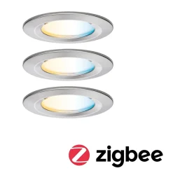 Spot encastré LED Nova Coin IP44 rond 78mm Tunable White 3x6W 3x530lm 230V Acier brossé Aluminium