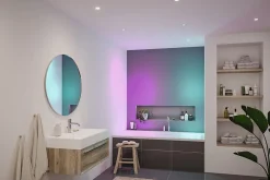 Spot encastré LED Nova Coin IP44 rond 78mm RGBW+ 3x6W 3x500lm 230V Blanc dépoli Aluminium