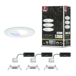 Spot encastré LED Nova Coin IP44 rond 78mm RGBW+ 3x6W 3x500lm 230V Blanc dépoli Aluminium