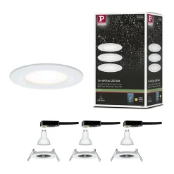 Spot encastré LED Nova Kit de base fixe IP44 rond 78mm GU10 3x6,5W 3x460lm 230V 2700K Blanc dépoli