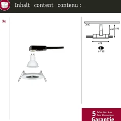 Spot encastré LED Nova Kit de base fixe IP44 rond 78mm GU10 3x6,5W 3x460lm 230V 2700K Blanc dépoli