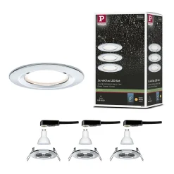 Spot encastré LED Nova Kit de base fixe IP44 rond 78mm GU10 3x6,5W 3x460lm 230V 2700K Chrome