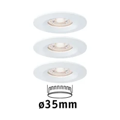 Spot encastré LED Nova Mini Coin Kit de base fixe IP44 rond 65mm Coin 3x4W 3x310lm 230V 2700K Blanc dépoli