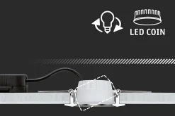 Spot encastré LED Nova Mini Coin Luminaire individuel orientable rond 66mm 15 Coin 4W 310lm 230V 2700K Blanc dépoli