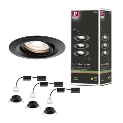 Spot encastré LED Nova Mini Coin Kit de base orientable rond 66mm 15 Coin 3x4W 3x310lm 230V 2700K Noir mat