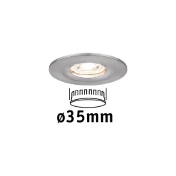 Spot encastré LED Nova Mini Coin Luminaire individuel fixe IP44 rond 65mm Coin 4W 310lm 230V 2700K Acier brossé