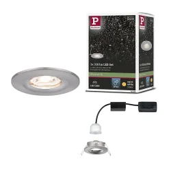 Spot encastré LED Nova Mini Coin Luminaire individuel fixe IP44 rond 65mm Coin 4W 310lm 230V 2700K Acier brossé