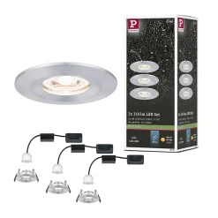 Spot encastré LED Nova Mini Coin Kit de base fixe IP44 rond 65mm Coin 3x4W 3x310lm 230V 2700K Alu tourné