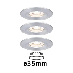 Spot encastré LED Nova Mini Coin Kit de base fixe IP44 rond 65mm Coin 3x4W 3x310lm 230V 2700K Alu tourné