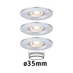 Spot encastré LED Nova Mini Coin Kit de base fixe IP44 rond 65mm Coin 3x4W 3x310lm 230V 2700K Chrome