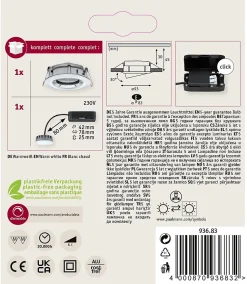 Spot encastré LED Nova Plus Coin Luminaire individuel orientable IP65 rond 93mm 30 Coin 6W 470lm 230V gradable 2700K Chrome