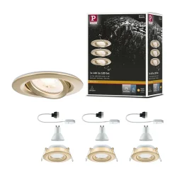 Spot encastré LED Nova Plus Kit de 3 IP65 rond 93mm 30 GU10 3x6W 3x460lm 230V gradable 2700K Doré mat