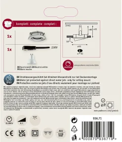 Spot encastré LED Nova Plus Luminaire individuel orientable IP65 rond 93mm 30 GU10 6W 470lm 230V gradable 4000K Acier brossé