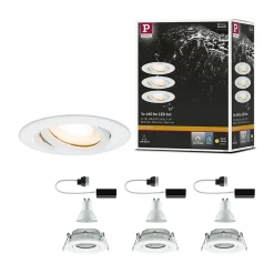 Spot encastré LED Nova Plus Kit de 3 orientable IP65 rond 93mm 30 GU10 3x7W 3x460lm 230V gradable 2700K Blanc dépoli