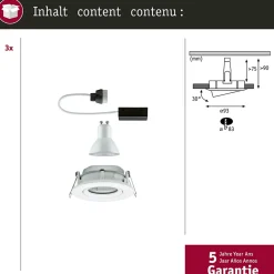 Spot encastré LED Nova Plus Kit de 3 orientable IP65 rond 93mm 30 GU10 3x7W 3x460lm 230V gradable 2700K Blanc dépoli