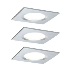Spot encastré LED Nova Plus Coin Kit de base fixe IP44 carré 78x78mm Coin 3x6W 3x470lm 230V gradable 2700K Alu tourné