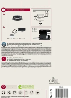 Spot encastré LED Nova Plus Coin Kit de base orientable IP65 rond 93mm 30 Coin 3x6W 3x470lm 230V gradable 2700K Noir mat